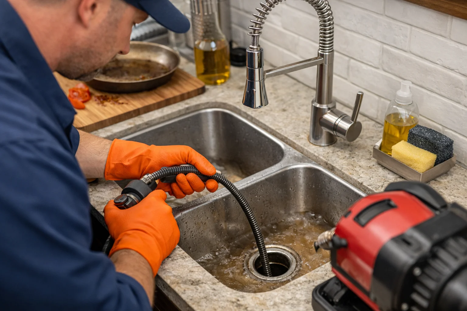 Kitchen sink clog removal Kingsville BC plumber